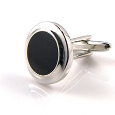 Round Black and Silver Cufflinks