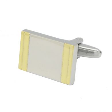 Gold Border Rectangular Engravable Cufflinks