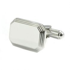 Silver Cut Corner Engravable Cufflinks