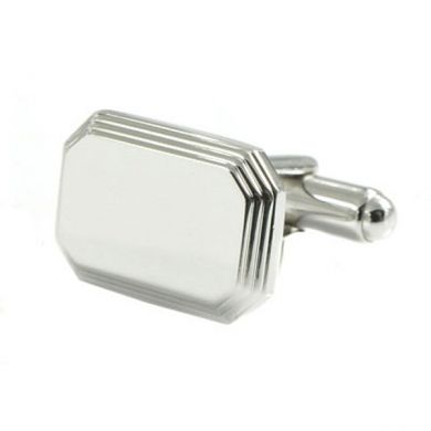 Silver Cut Corner Engravable Cufflinks