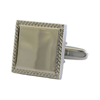 Silver Rope Border Engravable Cufflinks