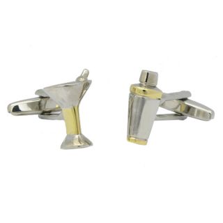 Two Tone Martini Glass and Shaker Cufflinks