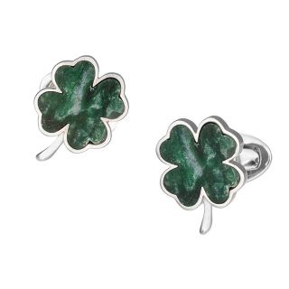 Green Onyx Four Leaf Clover Cufflinks