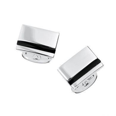 Sterling Onyx Striped Engravable Cufflinks Sterling Onyx Striped Engravable Cufflinks