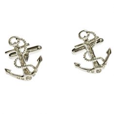 Crystal Anchor Cuff Links