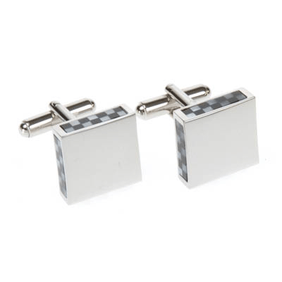 Engraved Checkered Edge Cufflinks