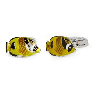 Yellow Enamel Tropical Fish Cufflinks
