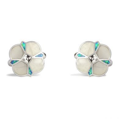 White Catseye Rose Cufflinks