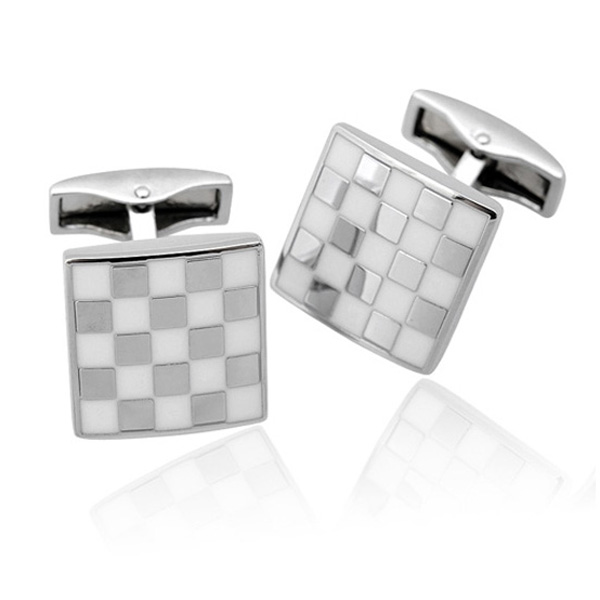 White Checkered Cufflinks Cufflinks Depot