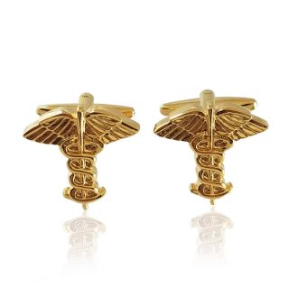 Gold Tone Caduceus Cufflink