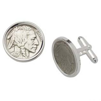Sterling Silver Buffalo Nickel Coin Cufflinks