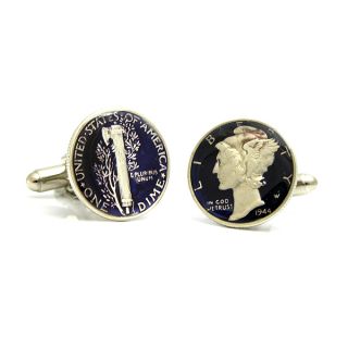 Blue Mercury Dime Cufflinks