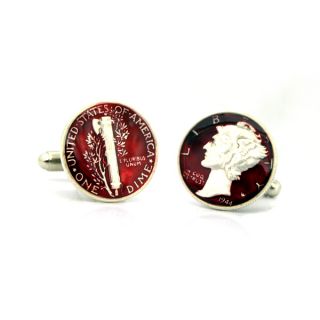 Red Mercury Dime Cufflinks