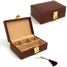 Brown Leather Cufflink Jewelry Case