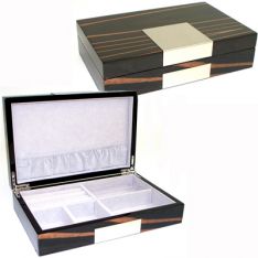 Men's Burl Wood Cufflink Jewelry Case