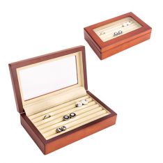 Brown Wood Cufflinks Case