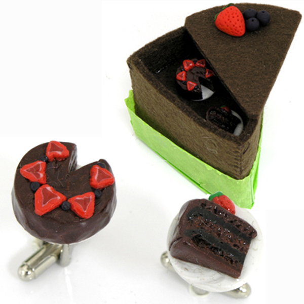 chocolate cake cufflinks