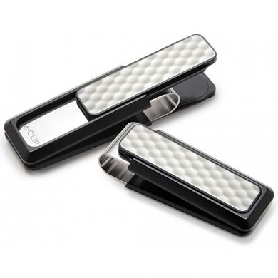Black Anodized White Golf Ball Money Clip Black Anodized White Golf Ball Money Clip