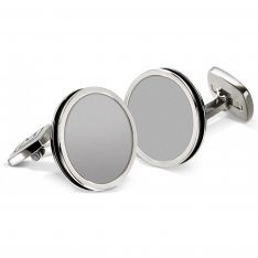 Bordered Round Steel Cufflinks