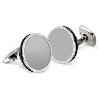 Bordered Round Steel Cufflinks