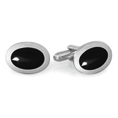 Black & Silver Oval Cufflinks