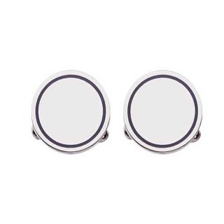 Blue Border Silver Round Cufflinks