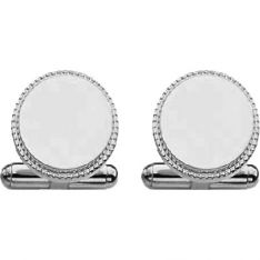 Beaded Circle Engraved Cuff Links
