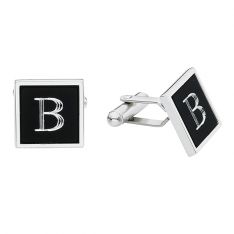 Engravable Black Square Cufflinks