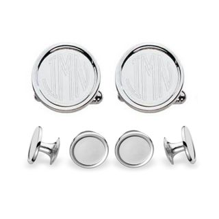 Round Sterling Engravable Stud Set