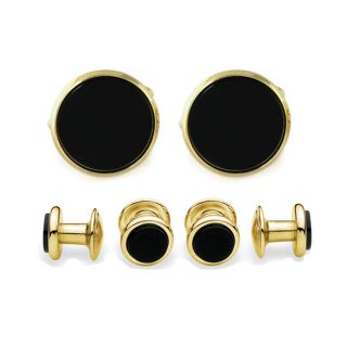 Onyx Gold Finish Round Stud Set