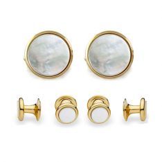 Gold Finish Mother of Pearl Stud Set