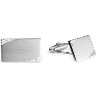 Etched Rectangular Sterling Silver Cufflinks