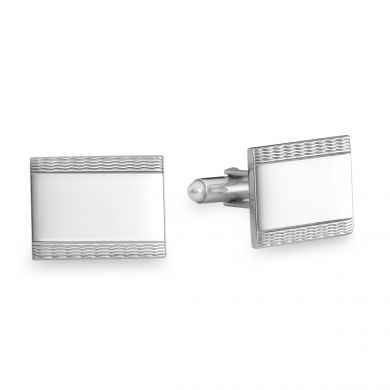 Sterling Silver Engine Turned Rectangle Cufflinks