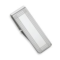 Money Clip Engraved Gunmetal Plated Stainless Steet Hinged 
