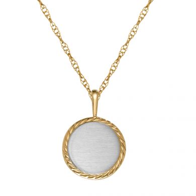 18 Karat Two Tone Round Pendant Necklace
