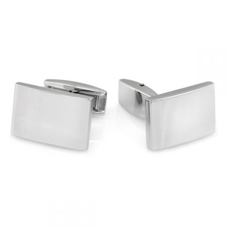 Stainless Steel Wide Rectangular Polished Cuff Links - Engravable Stainless Steel Wide Rectangular Polished Cuff Links - Engravable