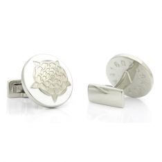 White Tudor Rose Silver Cufflinks