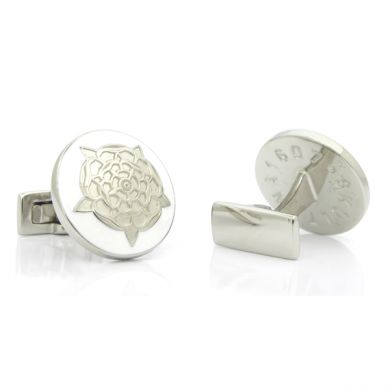 White Tudor Rose Silver Cufflinks