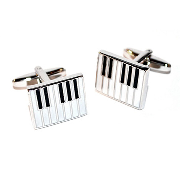 Music Piano Keys Gold-tone Cufflinks Money Clip Engraved Gift Set