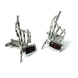 Royal Stewart Tartan Bagpipe Cufflinks