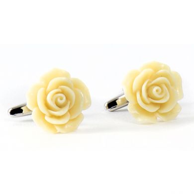 Pale Ivory Rose Flower Cufflinks