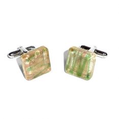 Green Accent Murano Glass Cufflinks