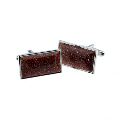 Natural Amber Sparkle Stone Cufflinks