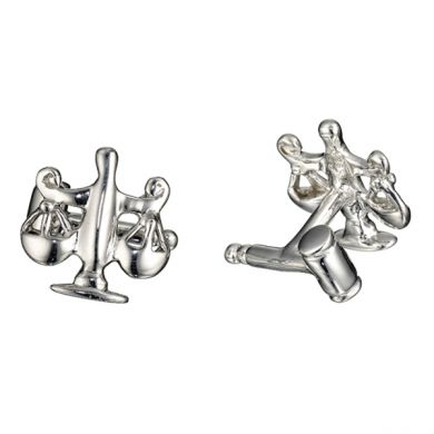 Sterling Scales of Justice & Gavel Cufflinks