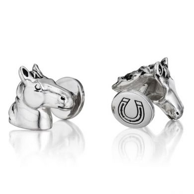 Designer Sterling Silver Horse Head Cufflinks