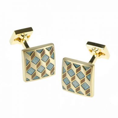 Shimmery Green and Gold Enameled Cufflinks Shimmery Green and Gold Enameled Cufflinks