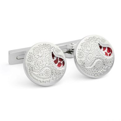 Red Mood Functional Paisley Cufflinks