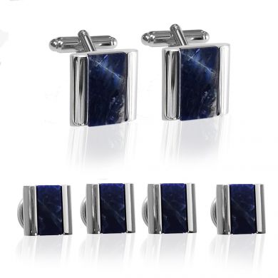 Rectangle Blue Stone Stud Set