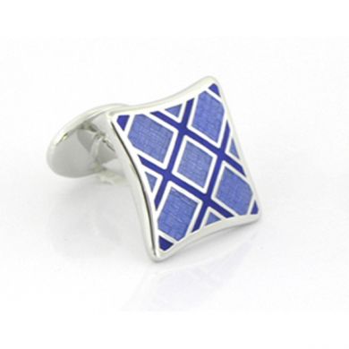 Sterling Blue Plaid Cuff Links