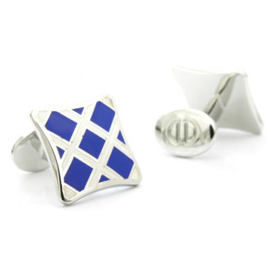 Royal Blue and White Plaid Cufflinks